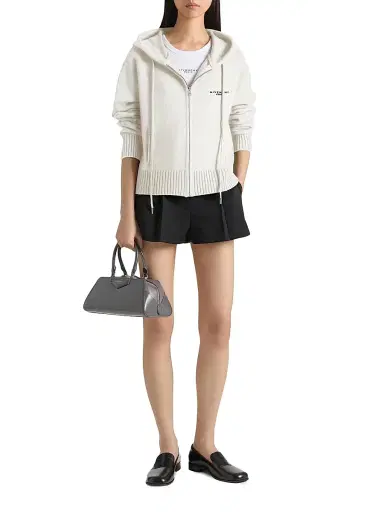 Givenchy Women's Zipped Hoodie in Wool and Cashmere - Ivory - Size XS | Thumbnail 2