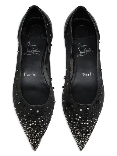 Christian Louboutin Women's Miss Z Degrastrassina Perla Leather Strass and Pearls Ballerinas - Black - Size 10 | Thumbnail 4 Christian Louboutin Women's Miss Z Degrastrassina Perla Leather Strass and Pearls Ballerinas - Black - Size 10 | Thumbnail 4