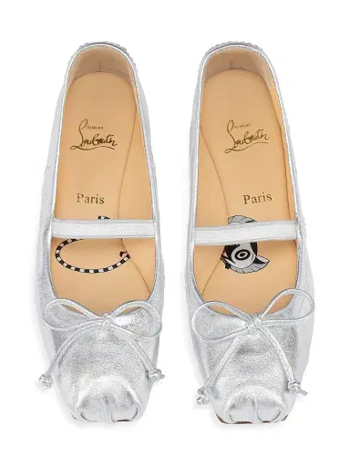 Christian Louboutin Little Girl's & Girl's Baballet - Silver 13.5 (Child) | Thumbnail 4