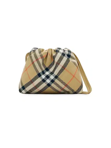 Burberry Kid's Drawstring Check Pouch - Sand Check | Thumbnail 1 Burberry Kid's Drawstring Check Pouch - Sand Check | Thumbnail 1