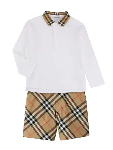 Burberry Baby's, Little Boy's & Boy's Check Long-Sleeve Polo Shirt - White - Size 6 Months | Thumbnail 2