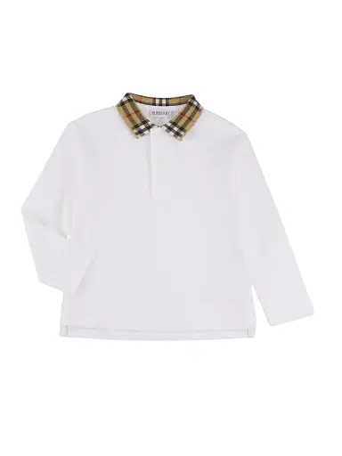 Burberry Baby's, Little Boy's & Boy's Check Long-Sleeve Polo Shirt - White - Size 6 Months | Thumbnail 1