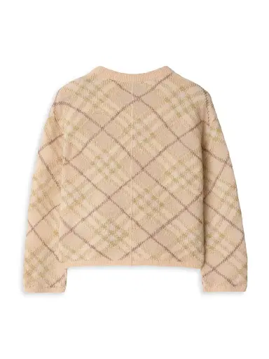 Burberry Little Girl's & Girl's Check Alpaca-Silk Cardigan - Shell Check | Thumbnail 2 Burberry Little Girl's & Girl's Check Alpaca-Silk Cardigan - Shell Check | Thumbnail 2
