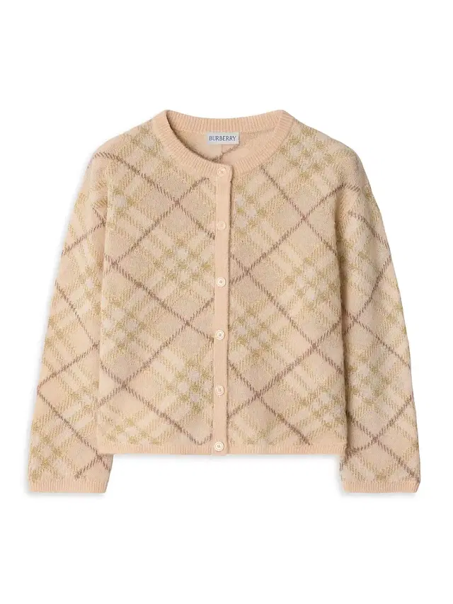 Little Girl's & Girl's Check Alpaca-Silk Cardigan - Shell Check