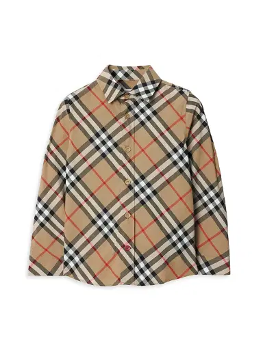 Burberry Baby Boy's, Little Boy's & Boy's Signature Check Button-Up Shirt - Sand Check - Size 6 Months | Thumbnail 1