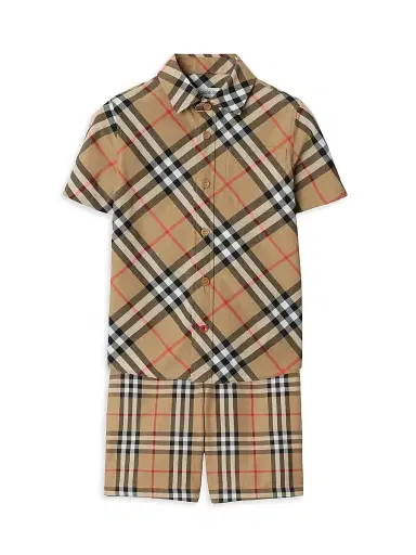 Burberry Baby Boy's, Little Boy's & Boy's Check Short-Sleeve Shirt - Sand Check - Size 6 Months | Thumbnail 2