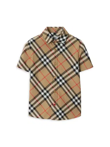 Burberry Baby Boy's, Little Boy's & Boy's Check Short-Sleeve Shirt - Sand Check - Size 6 Months | Thumbnail 1