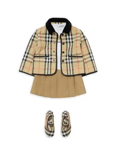 Burberry Baby's, Little Girl's & Girl's Check Quilted Nylon Barn Jacket - Sand Check - Size 6 Months | Thumbnail 5 Burberry Baby's, Little Girl's & Girl's Check Quilted Nylon Barn Jacket - Sand Check - Size 6 Months | Thumbnail 5