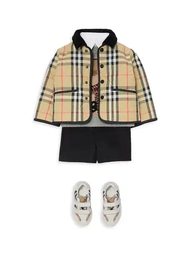 Burberry Baby's, Little Girl's & Girl's Check Quilted Nylon Barn Jacket - Sand Check - Size 6 Months | Thumbnail 6 Burberry Baby's, Little Girl's & Girl's Check Quilted Nylon Barn Jacket - Sand Check - Size 6 Months | Thumbnail 6