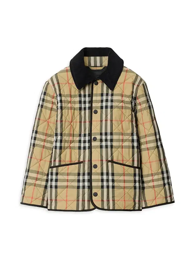 Baby's, Little Girl's & Girl's Check Quilted Nylon Barn Jacket - Sand Check 6 Months