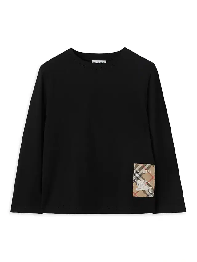 Little Boy's & Boy's Check Label Cotton T-Shirt - Black