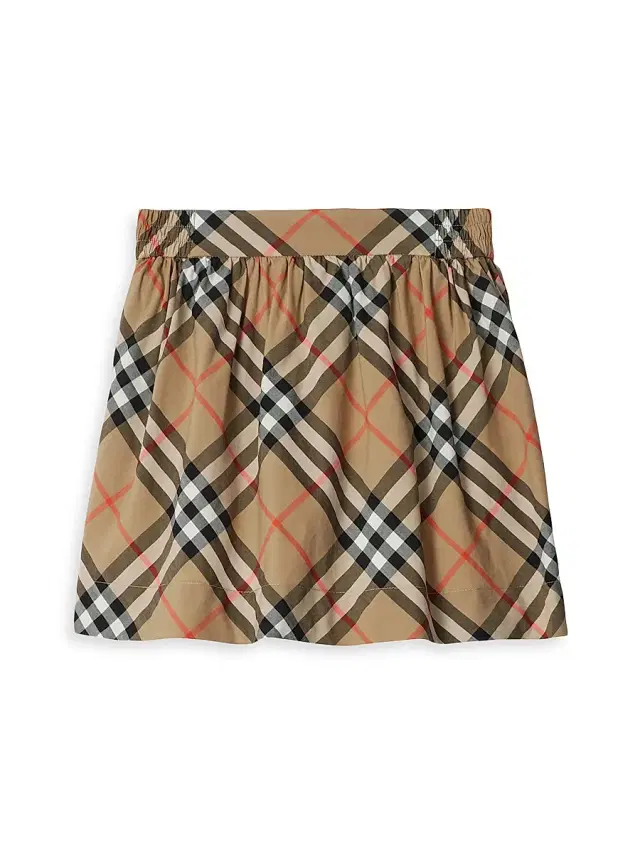 Little Girl's & Girl's Kelsey Check Cotton Skirt - Sand Check