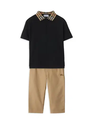 Burberry Baby Boy's, Little Boy's & Boy's Check Collar Cotton Polo Shirt - Black - Size 6 Months | Thumbnail 2 Burberry Baby Boy's, Little Boy's & Boy's Check Collar Cotton Polo Shirt - Black - Size 6 Months | Thumbnail 2