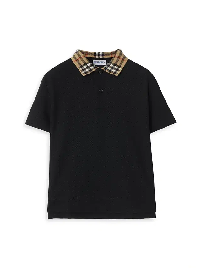 Burberry Baby Boy's, Little Boy's & Boy's Check Collar Cotton Polo Shirt - Black 6 Months