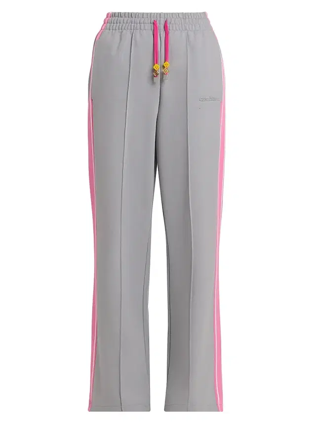 Women's Striped Punto Pintuck Joggers - Grey
