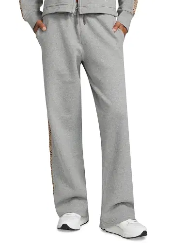 Burberry Women's Jodie Check Wide-Leg Sweatpants - Pale Grey Melange - Size XXS | Thumbnail 3