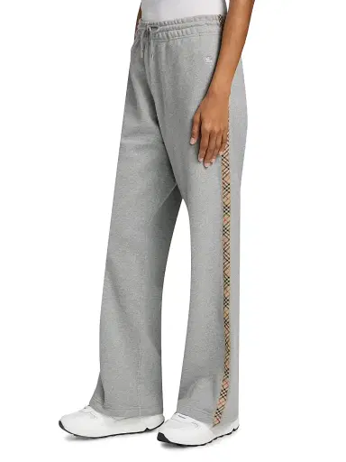 Burberry Women's Jodie Check Wide-Leg Sweatpants - Pale Grey Melange - Size XXS | Thumbnail 4