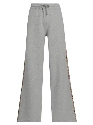 Burberry Women's Jodie Check Wide-Leg Sweatpants - Pale Grey Melange - Size XXS | Thumbnail 1