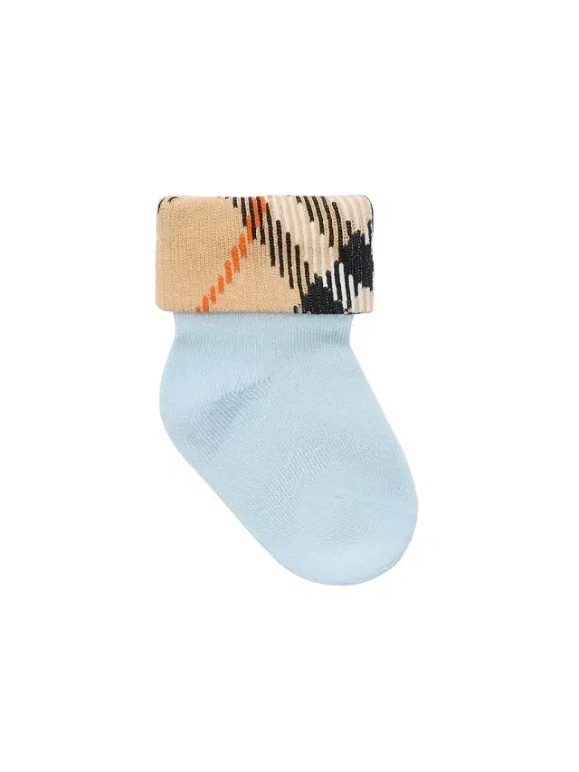 Burberry Baby Boy's Newborn 2-Pack Check Socks - Ice Blue 6 Months