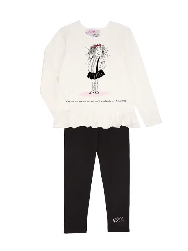 Little Girl's & Girl's Eloise Christmas Long-Sleeve T-Shirt & Leggings Set - Black
