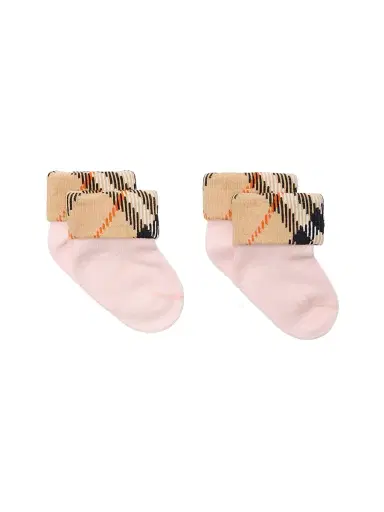 Burberry Baby Girl's Check Cuff Socks - Ice Pink - Size 6 Months | Thumbnail 2 Burberry Baby Girl's Check Cuff Socks - Ice Pink - Size 6 Months | Thumbnail 2