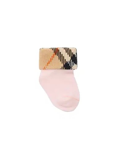 Burberry Baby Girl's Check Cuff Socks - Ice Pink - Size 6 Months | Thumbnail 1 Burberry Baby Girl's Check Cuff Socks - Ice Pink - Size 6 Months | Thumbnail 1