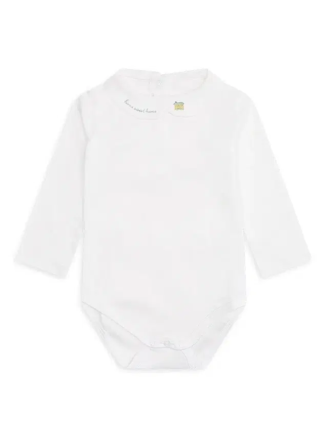 Marie-Chantal Baby's Home Sweet Home Collared Bodysuit - White 6 Months