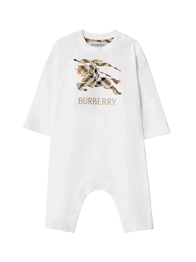 Burberry Baby's Check EKD Coverall - White 9 Months
