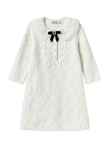 Self-Portrait Little Girl's & Girl's Pointelle Knit Dress - White | Thumbnail 1 Self-Portrait Little Girl's & Girl's Pointelle Knit Dress - White | Thumbnail 1