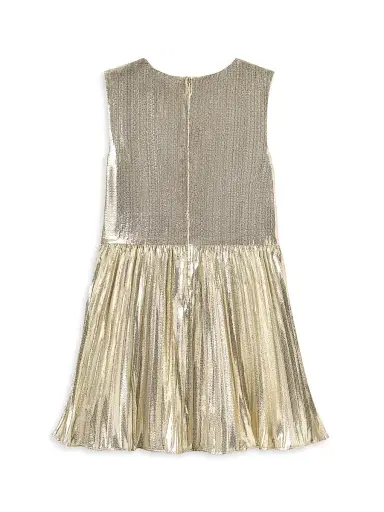 Self-Portrait Little Girl's & Girl's Metallic Pleated Dress - Gold | Thumbnail 2 Self-Portrait Little Girl's & Girl's Metallic Pleated Dress - Gold | Thumbnail 2