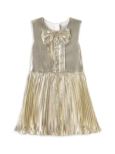Self-Portrait Little Girl's & Girl's Metallic Pleated Dress - Gold | Thumbnail 1 Self-Portrait Little Girl's & Girl's Metallic Pleated Dress - Gold | Thumbnail 1
