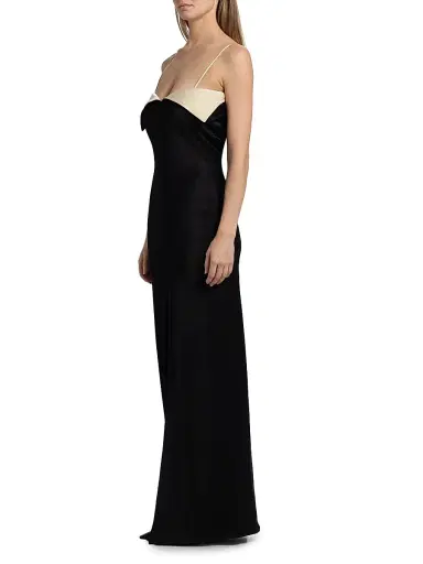 Nanushka Women's Nelma Folded Satin Maxi Dress - Black Ecru | Thumbnail 4