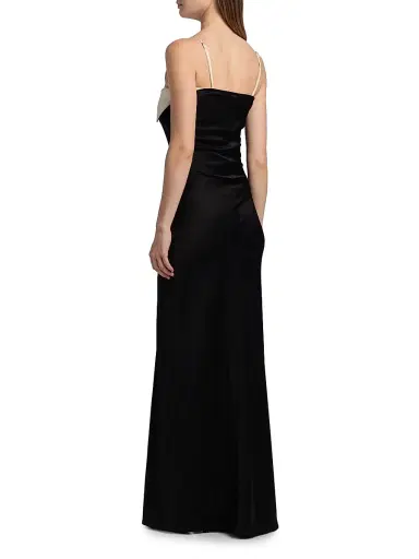 Nanushka Women's Nelma Folded Satin Maxi Dress - Black Ecru | Thumbnail 5
