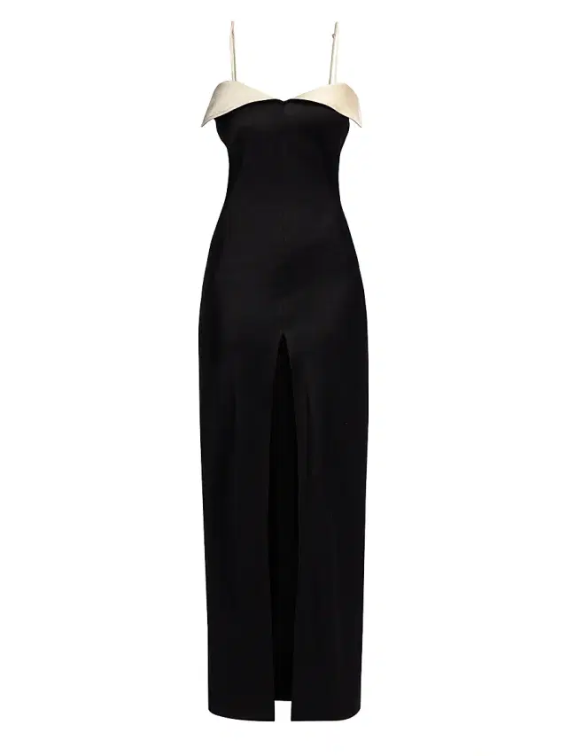 Nanushka Women's Nelma Folded Satin Maxi Dress - Black Ecru