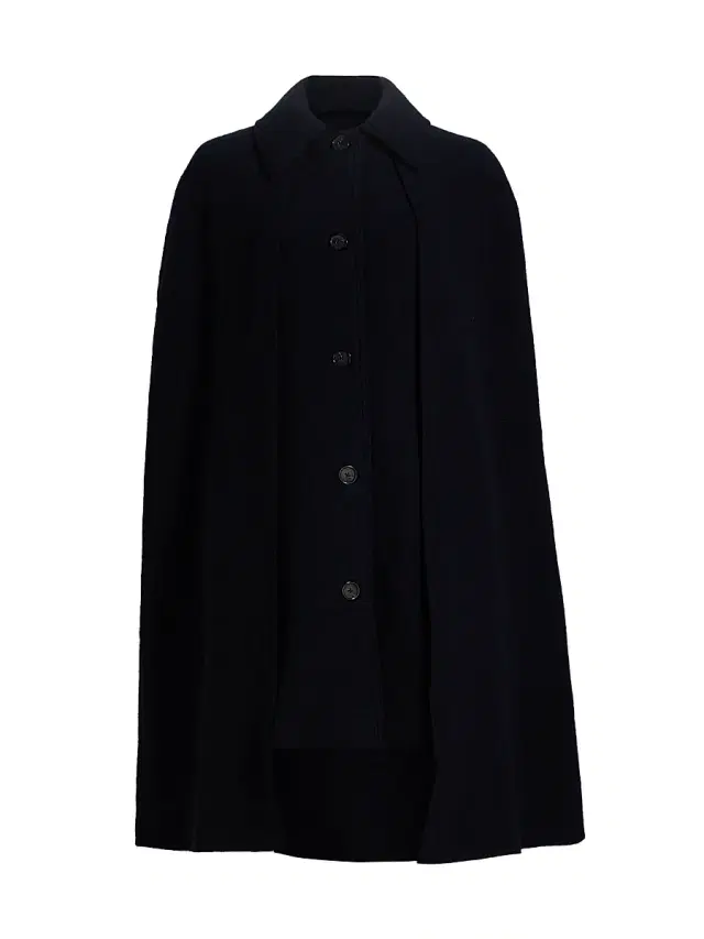 Women's Bouclé Wool Cape Coat - Navy
