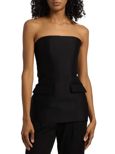 TOTEME Women's Strapless Crepe Pocket Top | Thumbnail 3
