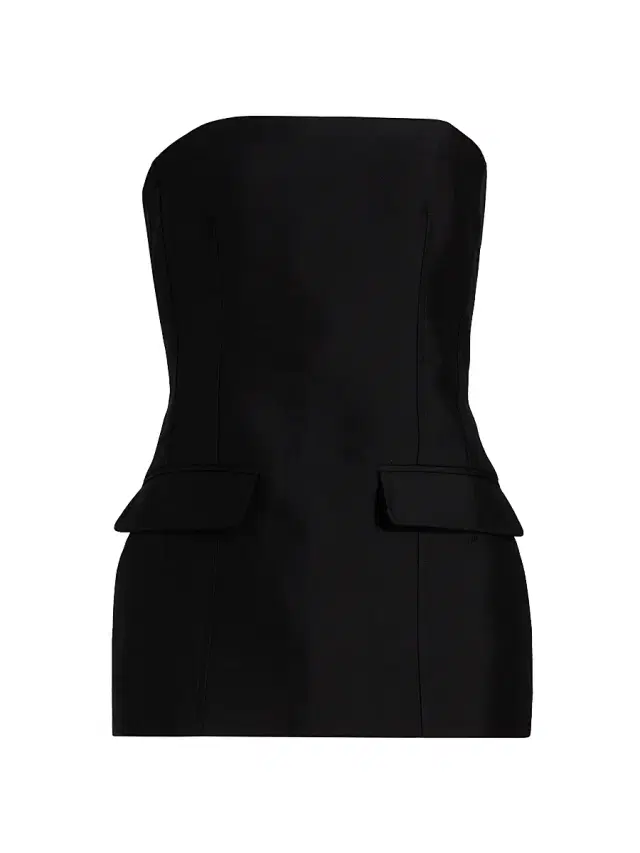 Women's Strapless Crepe Pocket Top - Black