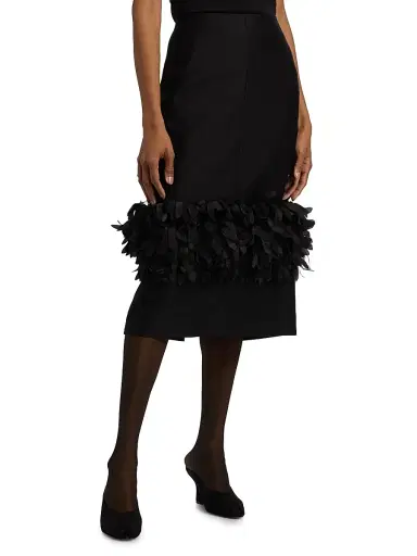Toteme Women's Petal Wool-Silk Fitted Midi-Skirt - Black | Thumbnail 3 Toteme Women's Petal Wool-Silk Fitted Midi-Skirt - Black | Thumbnail 3