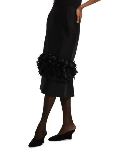 Toteme Women's Petal Wool-Silk Fitted Midi-Skirt - Black | Thumbnail 4 Toteme Women's Petal Wool-Silk Fitted Midi-Skirt - Black | Thumbnail 4