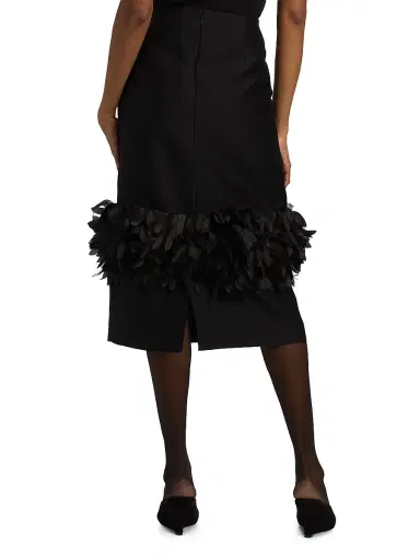 Toteme Women's Petal Wool-Silk Fitted Midi-Skirt - Black | Thumbnail 5 Toteme Women's Petal Wool-Silk Fitted Midi-Skirt - Black | Thumbnail 5