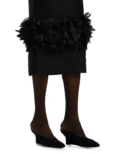 Toteme Women's Petal Wool-Silk Fitted Midi-Skirt - Black | Thumbnail 6 Toteme Women's Petal Wool-Silk Fitted Midi-Skirt - Black | Thumbnail 6