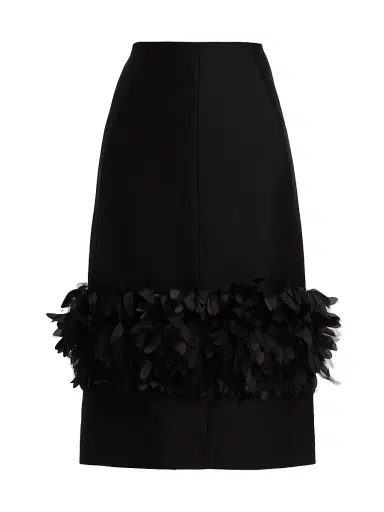 Toteme Women's Petal Wool-Silk Fitted Midi-Skirt - Black | Thumbnail 1 Toteme Women's Petal Wool-Silk Fitted Midi-Skirt - Black | Thumbnail 1