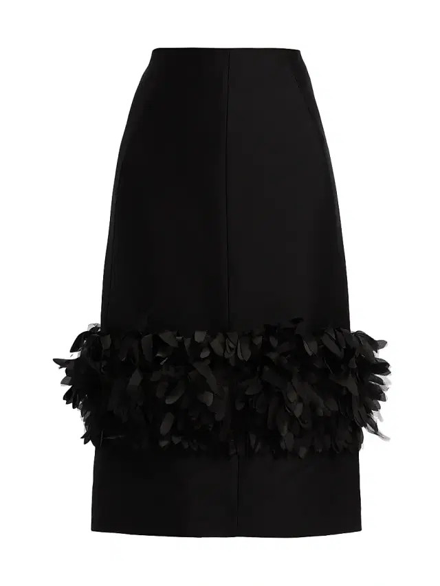 Toteme Women's Petal Wool-Silk Fitted Midi-Skirt - Black