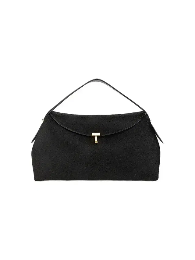 Women's T-Lock Pony Hair Top Handle Bag - Black
