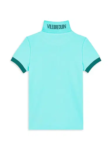 Vilebrequin Little Boy's & Boy's Piqué Polo Shirt - Lagoon | Thumbnail 3