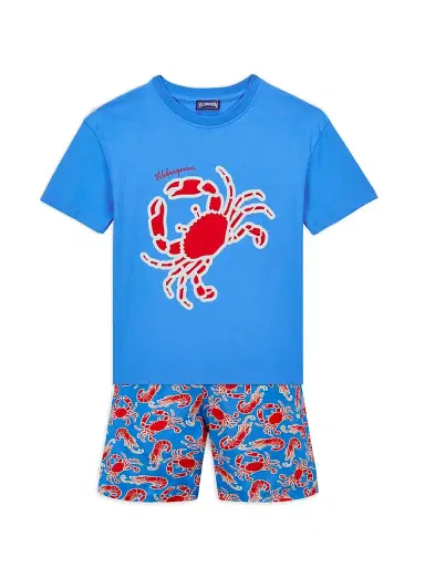 Vilebrequin Little Boy's & Boy's Crab 'N' Shrimp Swim Trunks - Blue Multi - Size 8 | Thumbnail 2