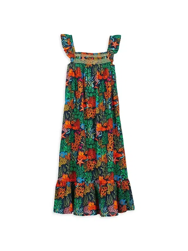 Vilebrequin Little Girl's & Girl's Fonds Marins Multicolored Voile Dress - Bleu Marine