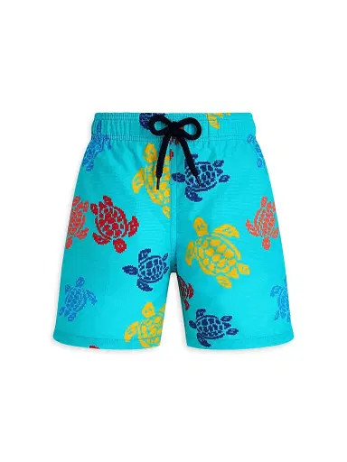 Vilebrequin Little Boy's & Boy's Ronde Des Tortues Swim Shorts - Blue - Size 12 | Thumbnail 1