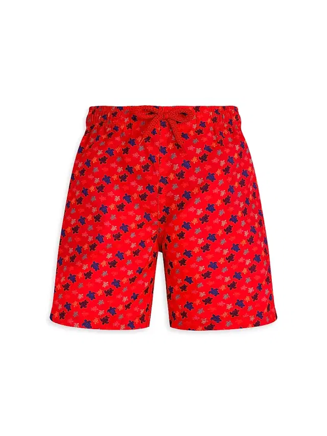 Little Boy's & Boy's Micro Ronde Des Tortues Rainbow Swim Trunks - Red