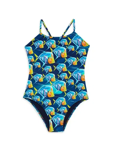 Vilebrequin Little Girl's & Girl's Piranha One-Piece Swimsuit - Bleu Marine | Thumbnail 1